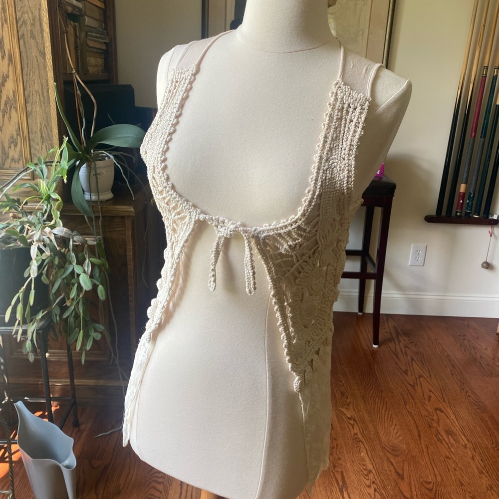 Vest - Macramé and lace vest so beautiful BoHo chic size small cream